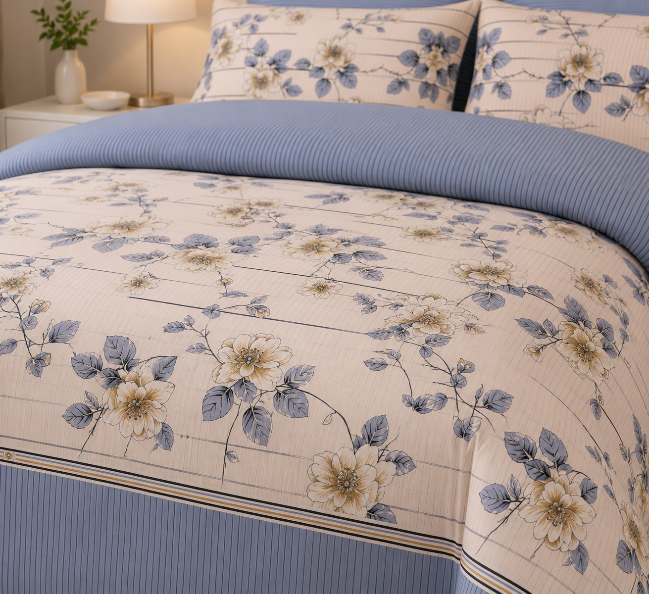 Elegant Floral Cotton Bedsheet Set