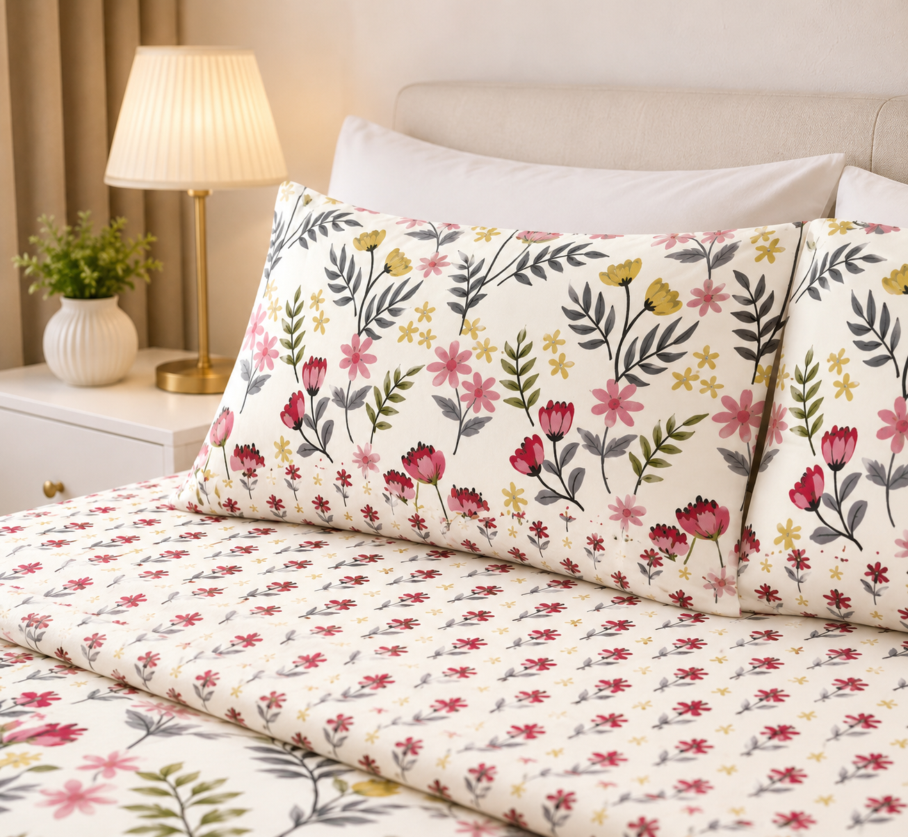 Floral Printed Bedsheet Set