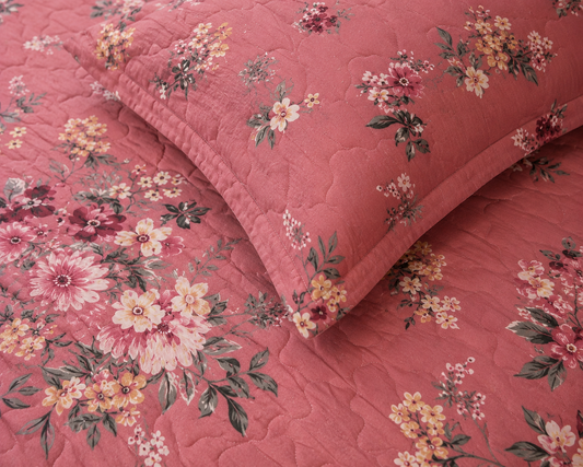 Blush Blossom Premium Cotton Satin Bedsheet Set