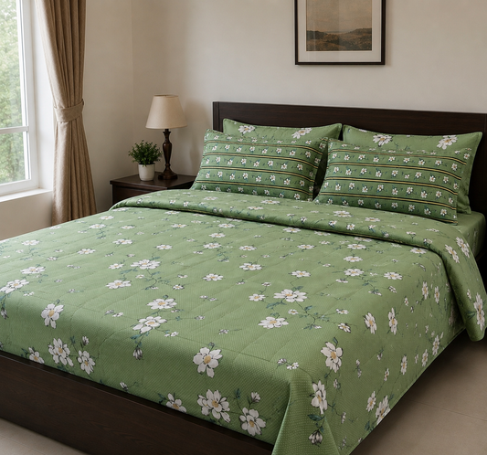 Cotton Satin Floral Bedsheet Set