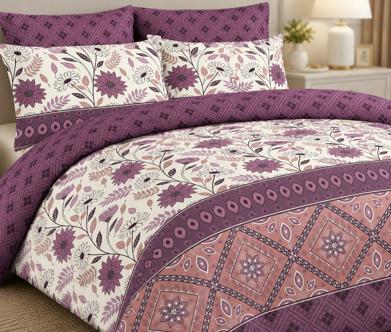 Pure Cotton Floral Bedsheet Set