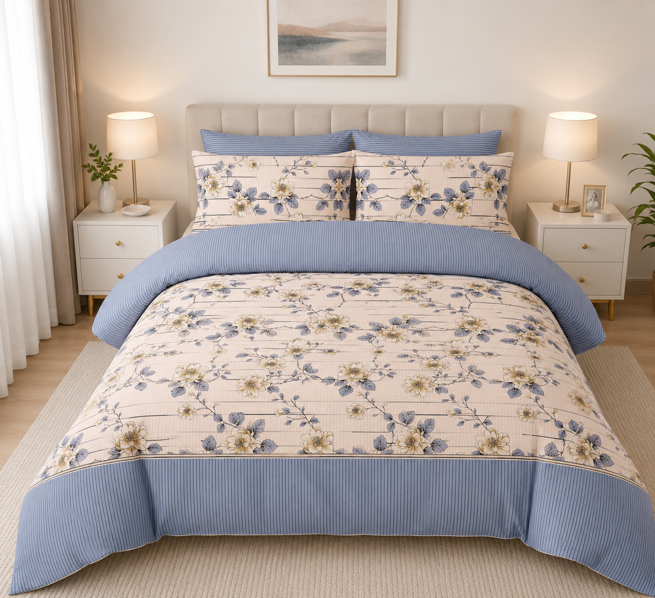 Elegant Floral Cotton Bedsheet Set