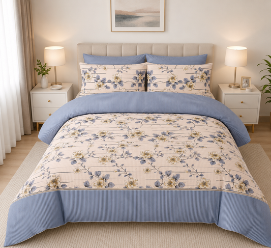 Elegant Floral Cotton Bedsheet Set