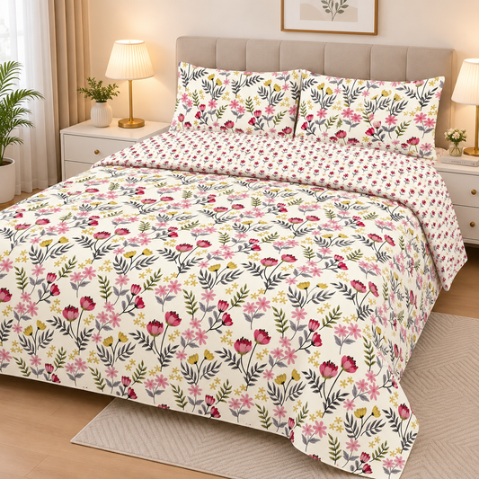 Floral Printed Bedsheet Set