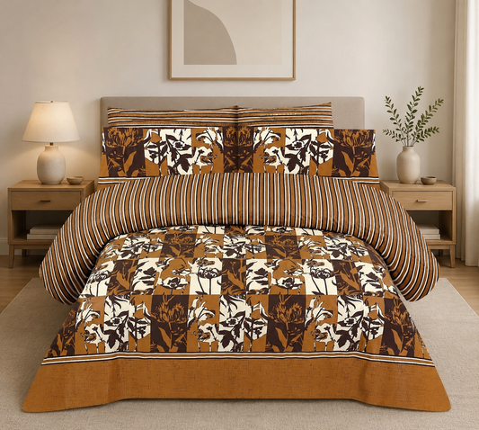 Autumn Bloom Premium Cotton Bedsheet Set